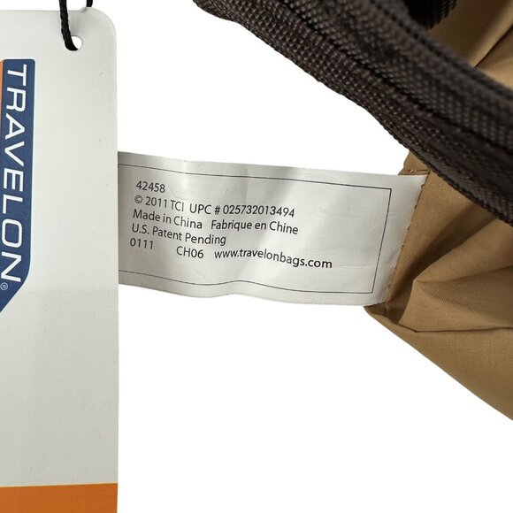 NWT Travelon Anti-Theft Bucket Tote Bag Multiple Zipper Pockets Brown - Picture 9 of 13